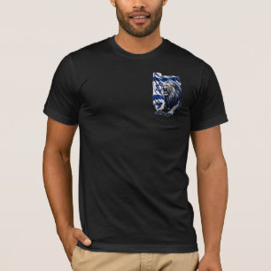 Camiseta Bandeira Israelense Leão Rugindo Patriótico 