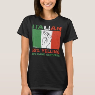 Camiseta Bandeira Itália 50 A Gritar 50 Gestos Mãos 1