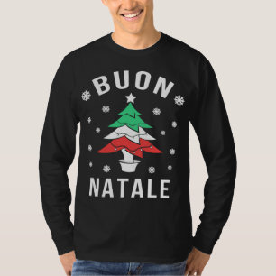 Camiseta Bandeira italiana Árvore de Natal Buon Natale