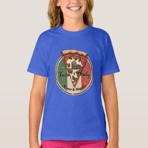 Camiseta Bandeira italiana com a pizza Vintage Roma & Nápol