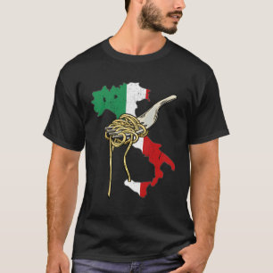 Camiseta Bandeira Italiana Mapa de Espaghetti Pasta Itália