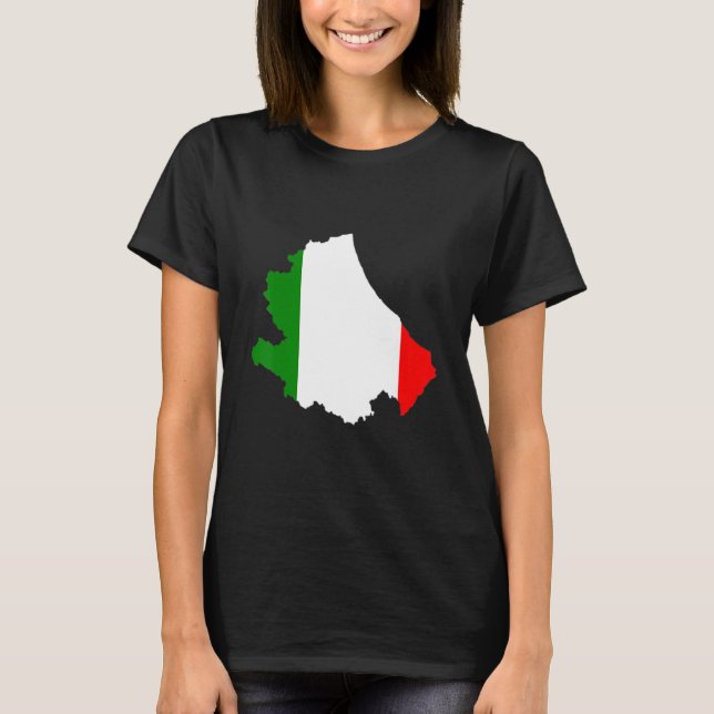 Camiseta Bandeira italiana no contorno de Abruzzo Itália (Frente)
