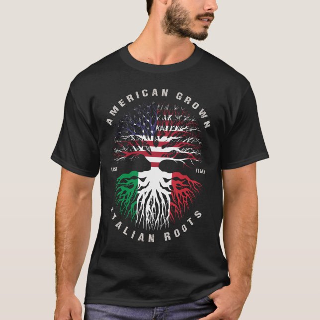 Camiseta Bandeira italiana norte-americana "Raízes italiana (Frente)