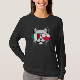 Camiseta Bandeira Italiana Polonesa Funny Cat Itália Polôni
