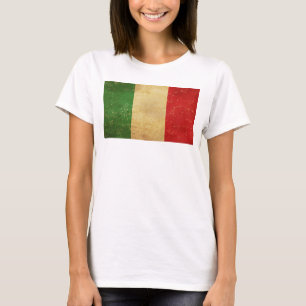 Camiseta Bandeira Italiana Vintage Grunge Feminina Branco