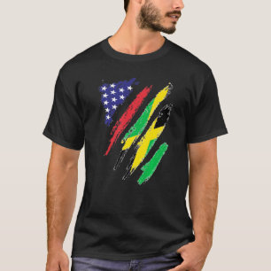 Camiseta Bandeira Jamaicana Americana Cultivada EUA Mês do 