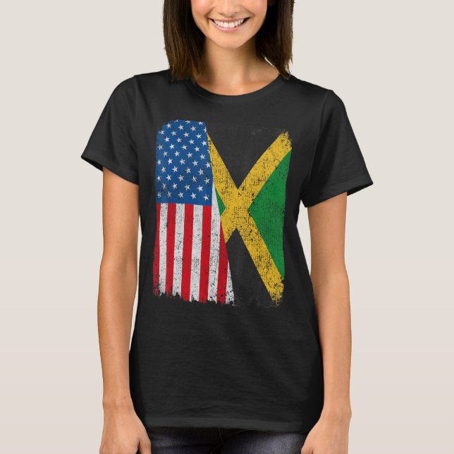 Camiseta Bandeira jamaicana americana Half USA Jamaica Root (Frente)