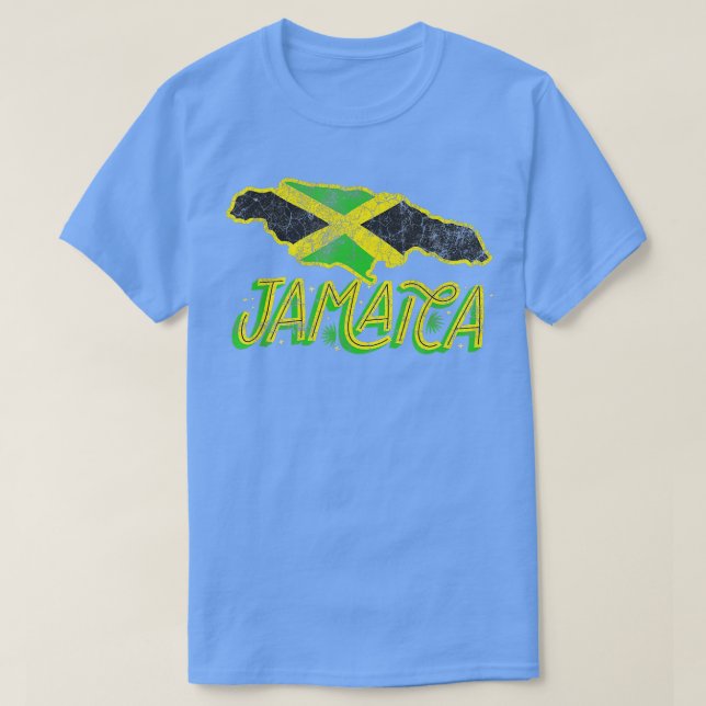 Camiseta bandeira jamaicana Mapa jamaicano bandeira jamaica (Frente do Design)