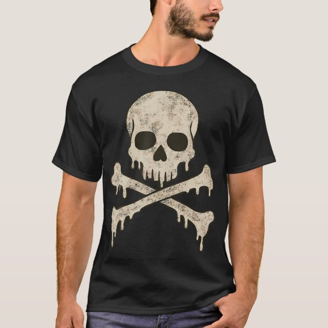 Camiseta Bandeira Jolly Roger de Caveira com Ossos Cruzados (Frente)
