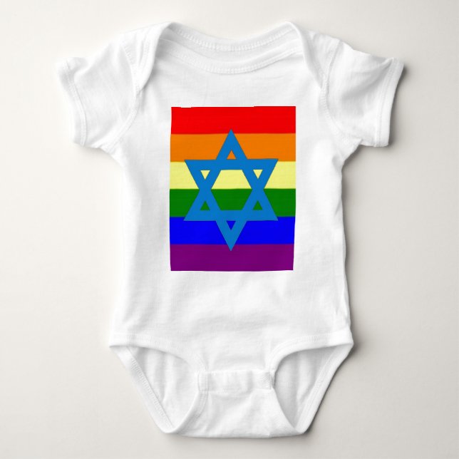 Camiseta Bandeira judaica do orgulho gay (Frente)