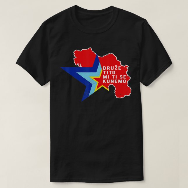 Camiseta bandeira jugoslava dos Balcãs SFRY Josip Broz Tito (Frente do Design)