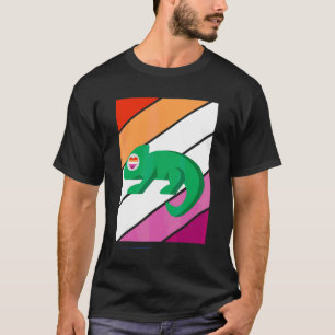Camiseta Bandeira Lésbica Orgulho Camaleão Aliado Orgulhoso
