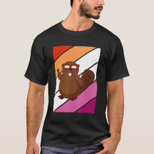 Camiseta Bandeira Lésbica Orgulho de Castor LGBTQ Aliado Or