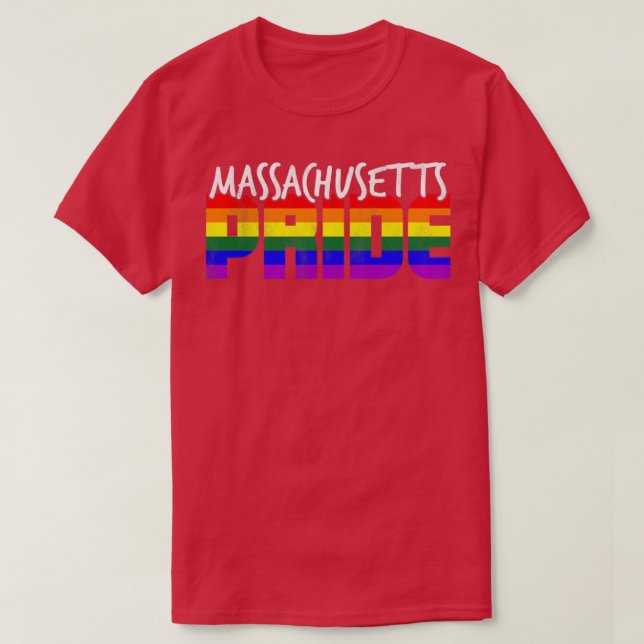 Camiseta Bandeira LGBT do Prido de Massachusetts (Frente do Design)