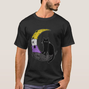 Camiseta Bandeira LGBT NonBinary do Gato Espacial da Lua Nã