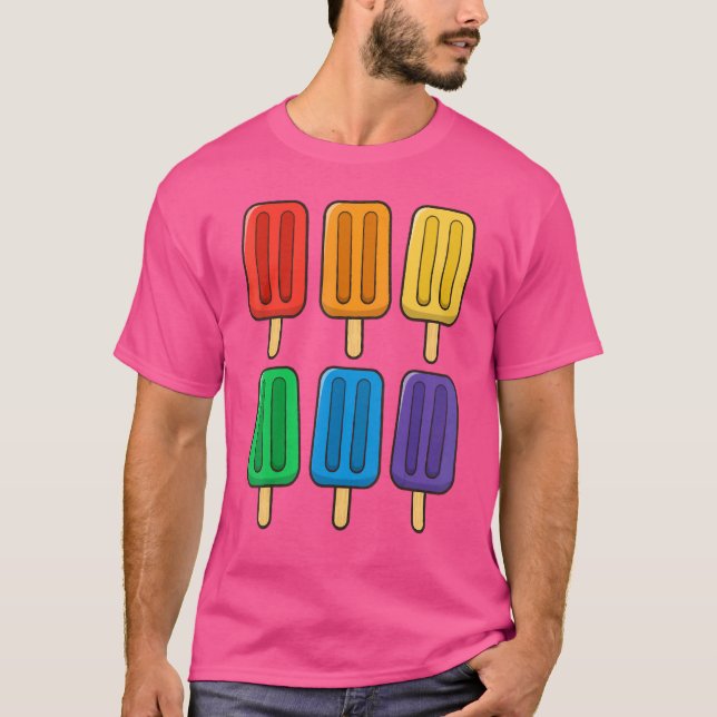 Camiseta Bandeira Lgbt Popsicles 4 de julho Popsicles Sinal (Frente)