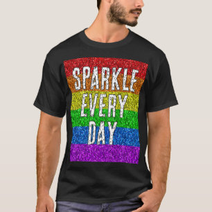 Camiseta bandeira LGBT vibrante Brilho todos os dias texto
