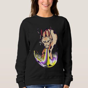 Camiseta Bandeira LGBTQ Dragão de Fogo Não Binário Não Biná