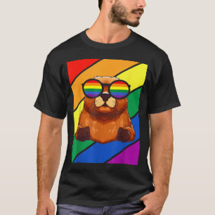 Camiseta Bandeira LGBTQ Mês do Orgulho Gay Groundhog Com Lg