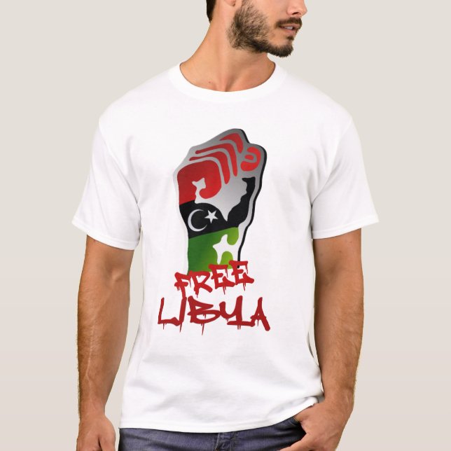 Camiseta Bandeira líbio da independência dos protestors (Frente)