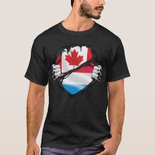 Camiseta Bandeira Luxemburguesa Canadense Mãos Rasgar Raíze