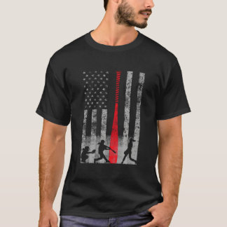 Camiseta Bandeira Macia de Softbol Morcego Vermelho Patriót