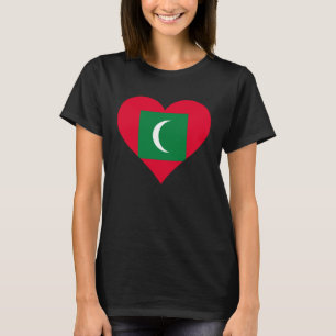 Camiseta Bandeira Maldivas Coração Maldivas Amor Maldivas