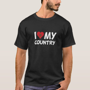 Camiseta Bandeira Marroquina Coração Eu Amo Meu País Marroc