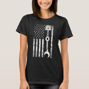 Camiseta Bandeira Mecânica Patriótica Mecânica Americana Ba