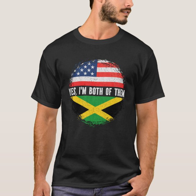 Camiseta Bandeira meio-americana jamaicana-americana Jamaic (Frente)