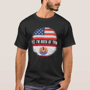 Camiseta Bandeira Metade Americana da Polinésia Francesa