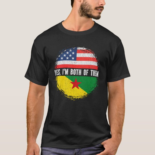 Camiseta Bandeira Metade Americana do Guianan Francês EUA (Frente)