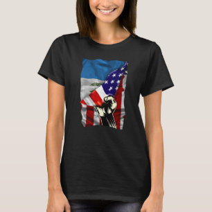 Camiseta Bandeira Metade Americana Guatemala ROOTS USA Flag