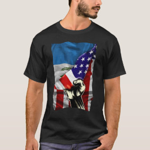 Camiseta Bandeira Metade Americana Guatemala ROOTS USA Flag