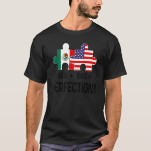 Camiseta Bandeira metade americana metade mexicana Mapa com