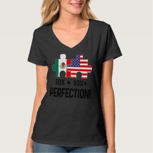 Camiseta Bandeira metade americana metade mexicana Mapa com