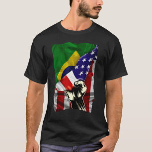 Camiseta Bandeira Metade Americana ROOTS USA Bandeira Brasi