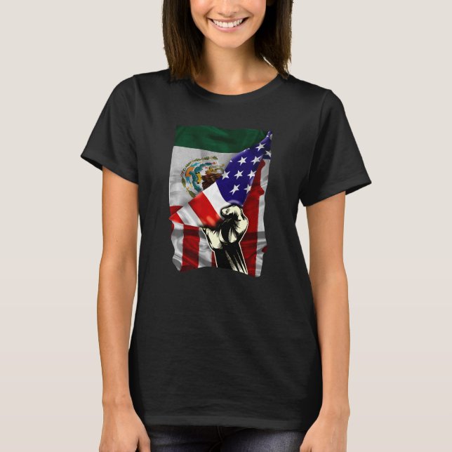 Camiseta Bandeira Metade Americana ROOTS USA Flag México D (Frente)