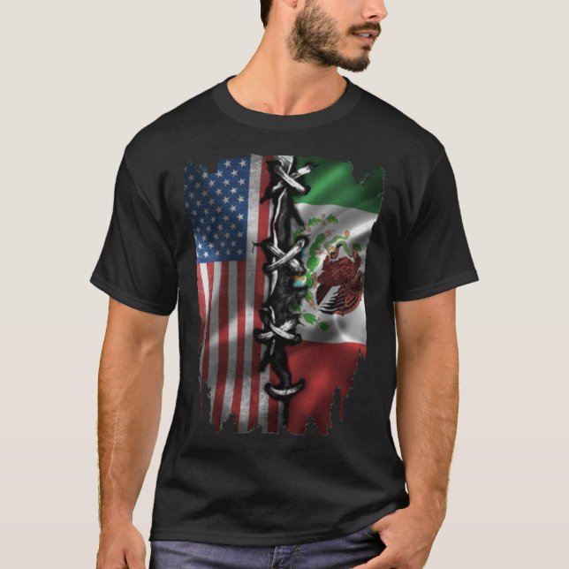 Camiseta Bandeira mexicana americana (Frente)