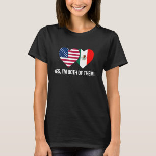 Camiseta Bandeira Mexicana Americana Amor Orgulhoso Metade 