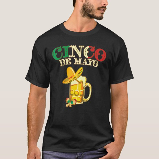 Camiseta Bandeira Mexicana Cinco De Mayo Com Cerveja E Mara (Frente)