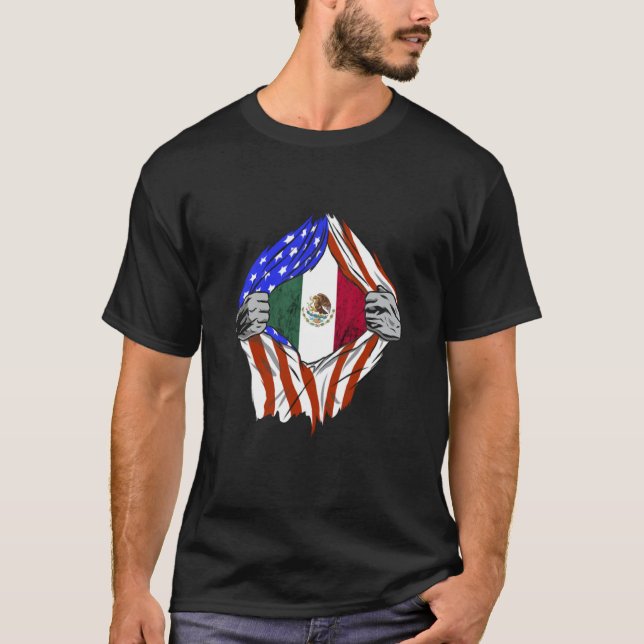 Camiseta Bandeira mexicana do Orgulho Mex mexicano nos EUA (Frente)