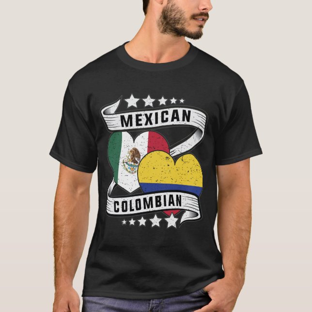 Camiseta Bandeira Mexicana E Colombiana (Frente)