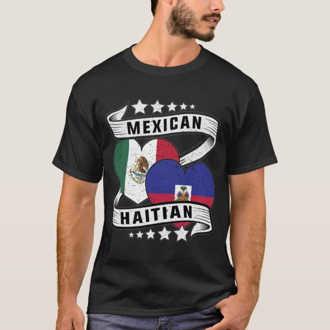 Camiseta Bandeira Mexicana E Haitiana (Frente)