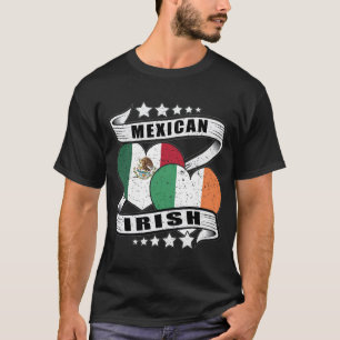 Camiseta Bandeira Mexicana e Irlandesa metade mexicana meta