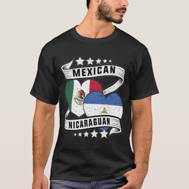 Camiseta Bandeira Mexicana E Nicarágua (Frente)
