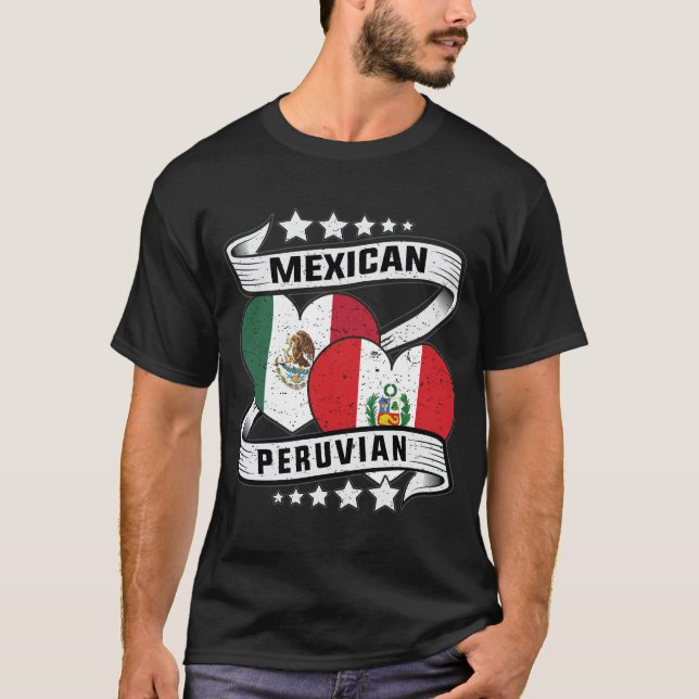 Camiseta Bandeira Mexicana E Peruana (Frente)