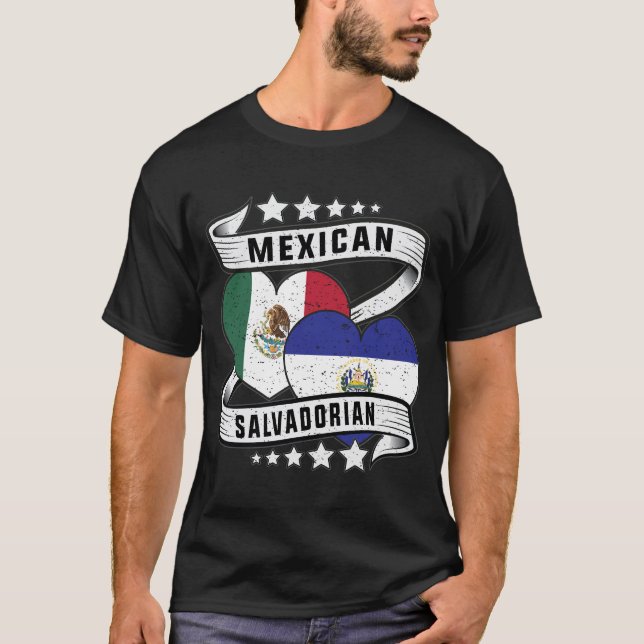 Camiseta Bandeira Mexicana E Salvadoriana (Frente)