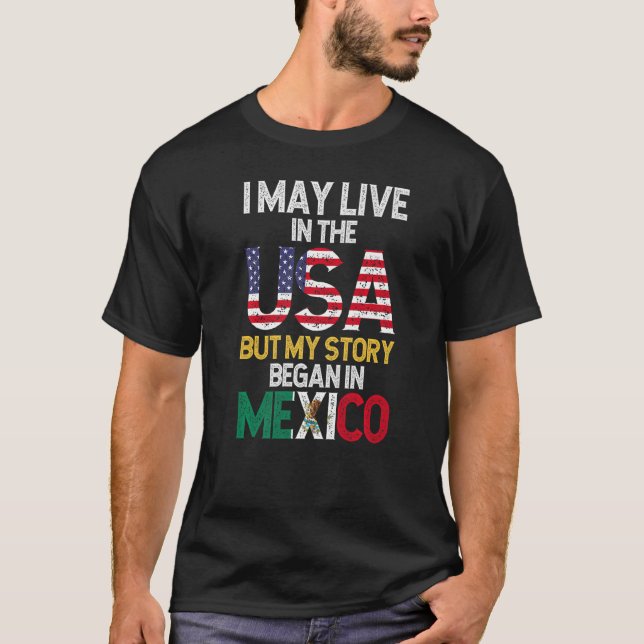 Camiseta Bandeira Mexicana Eu Moro Nos Estados Unidos Mas M (Frente)