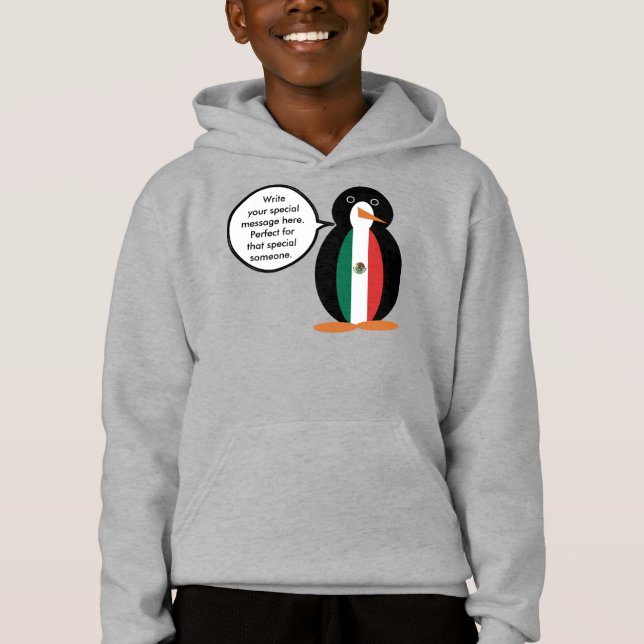 Camiseta Bandeira mexicana falando sobre Menina Penguin Boy (Frente)